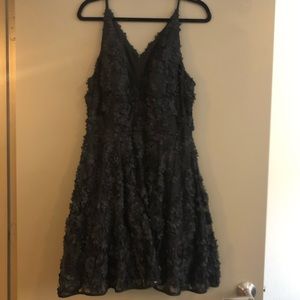 3D Embroidered Black Cocktail Dress